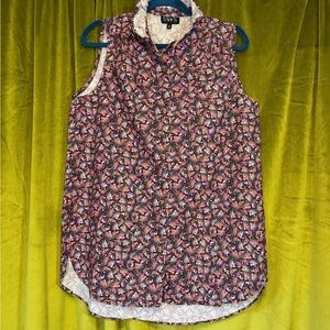 SSYS The label Monarch Butterfly Print Ruffle Neck Tunic Blouse Mini Dress M $68
